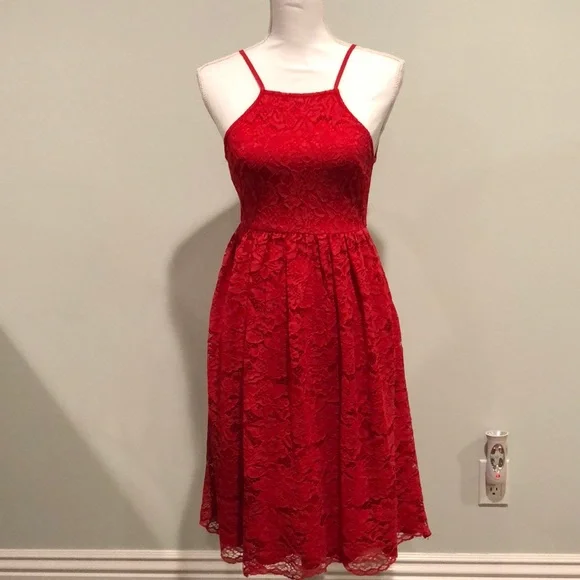 Lulus Dresses Lulus Womens Red Lace Dress Size Extra Small